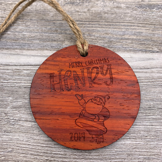 Old Timey, Retro Santa Ornament with Name