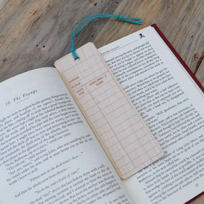 Library Checkout Card - Wood Bookmark