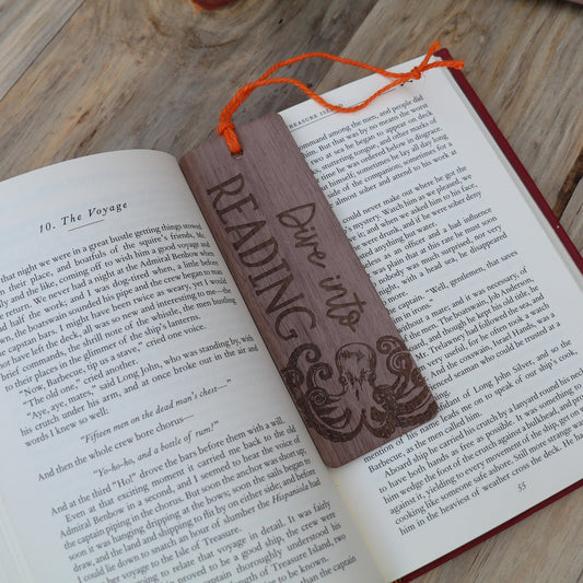 Dive Into Reading - Wood Bookmark