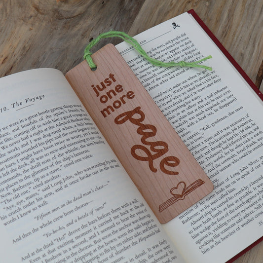Just One More Page - Wood Bookmark