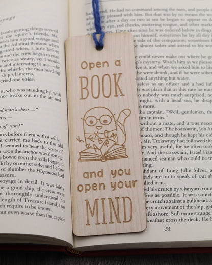 Open A Book and You Open Your Mind - Wood Bookmark