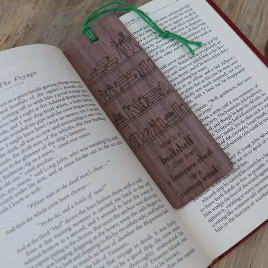 Bookshelf, Curious Mind - Wood Bookmark