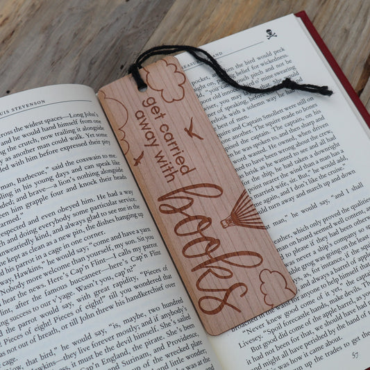 Get Carried Away With Books - Wood Bookmark