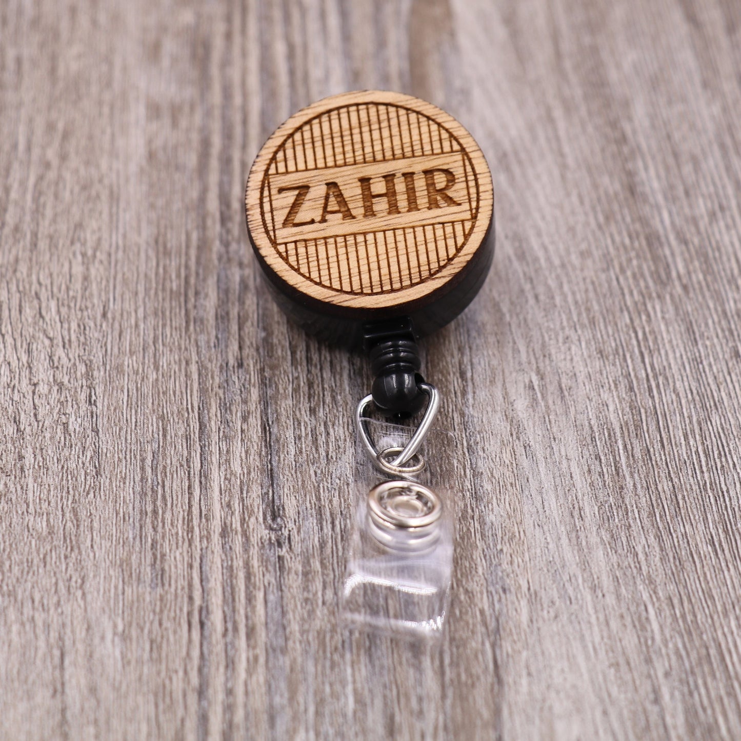 Striped Background Name Badge Reel