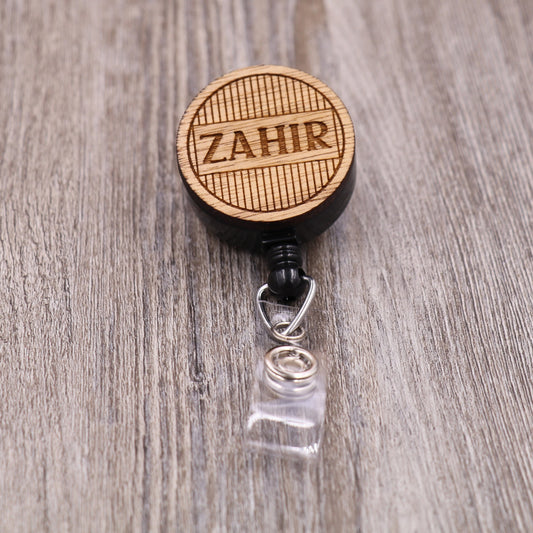 Striped Background Name Badge Reel