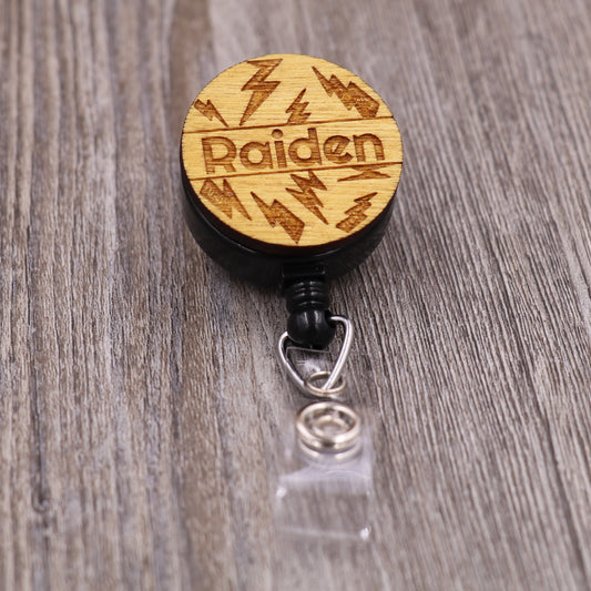 Lightning Badge Reel with Name