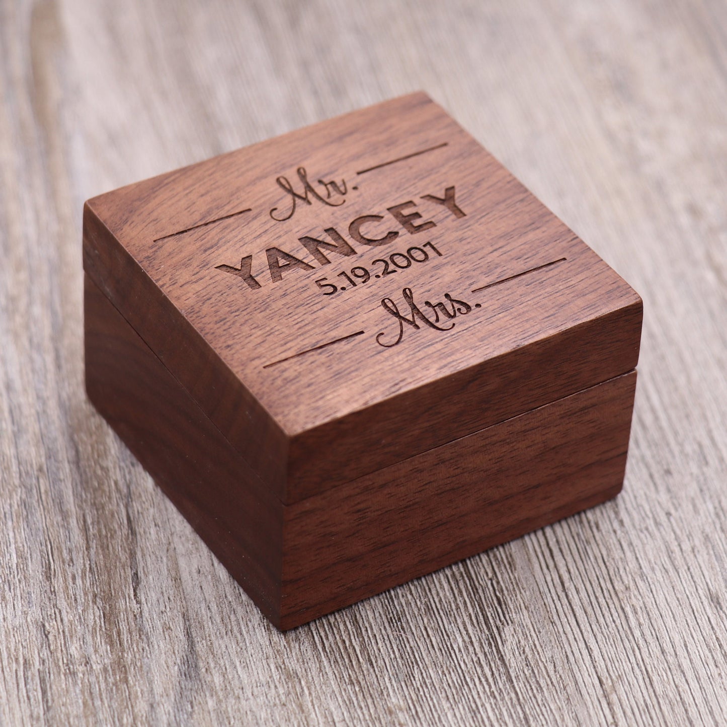 Mr. Mrs., Date, & Last Name - Ring Box, Keepsake Box, Jewelry Box
